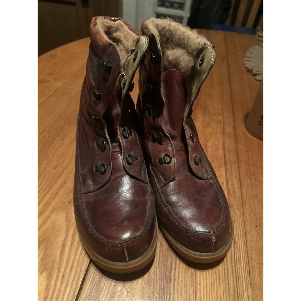 CLICKS TOWN & COUNTRY ROMANIAN LEATHER FLEECE LINED QUALITY BOOTS Size 7 Vintage